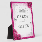 Elegante Fuchsia Silver Crown Cards und Gifts Zeic Fotoplatte (Seite)