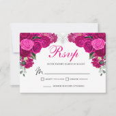 Elegante Fuchsia Silver Floral UAWG Enclosure Card RSVP Karte (Vorderseite)