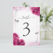 Elegante Fuchsia Template Tischnummer Cards (Stehend Vorderseite)