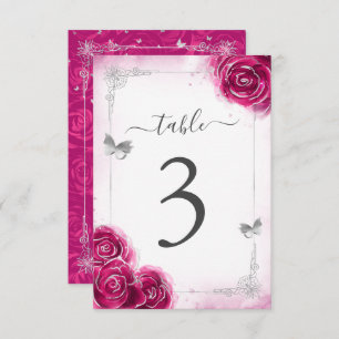 Elegante Fuchsia Template Tischnummer Cards