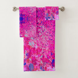 Elegante Fuchsia und dunkelblaue Limelight Hydrang Badhandtuch Set