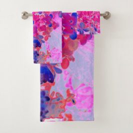 Elegante Fuchsia und dunkelblaue Limelight Hydrang Badhandtuch Set