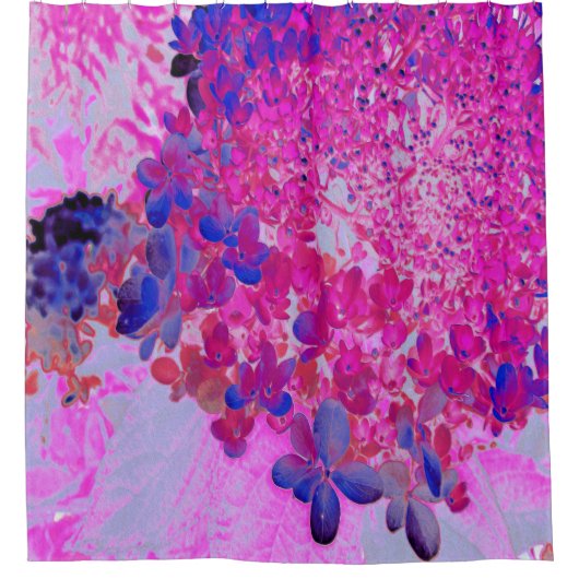 Elegante Fuchsia und dunkelblaue Limelight Hydrang Duschvorhang (Vorderseite)