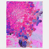 Elegante Fuchsia und dunkelblaue Limelight Hydrang Fleecedecke (Vorderseite)