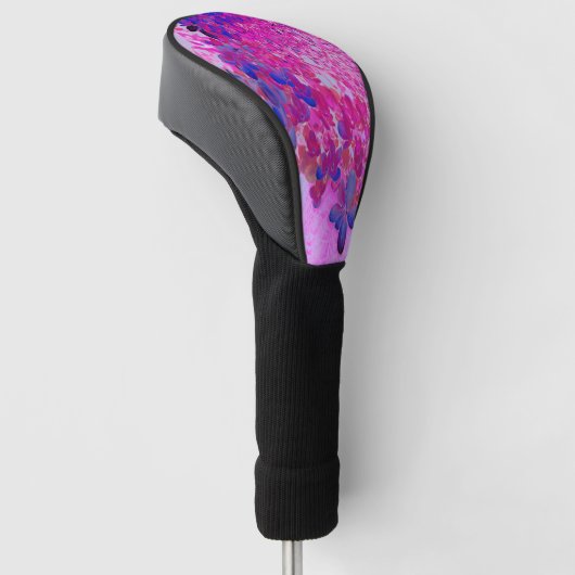 Elegante Fuchsia und dunkelblaue Limelight Hydrang Golf Headcover (angewinkelt)