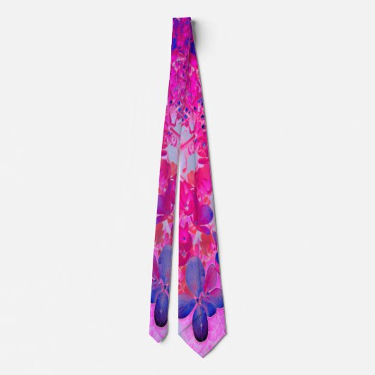 Elegante Fuchsia und dunkelblaue Limelight Hydrang Krawatte (Rückseite)