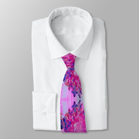 Elegante Fuchsia und dunkelblaue Limelight Hydrang Krawatte (Gebunden)