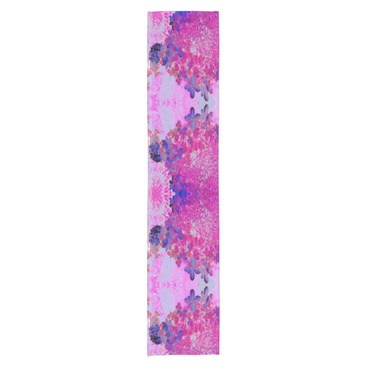 Elegante Fuchsia und dunkelblaue Limelight Hydrang Kurzer Tischläufer (Vorderseite)