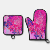 Elegante Fuchsia und dunkelblaue Limelight Hydrang Ofenhandschuh & Topflappen-Set (Vorderseite)