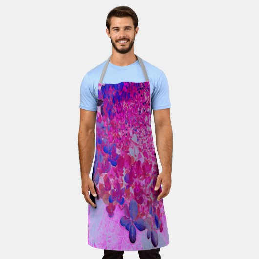 Elegante Fuchsia und dunkelblaue Limelight Hydrang Schürze (Getragen)