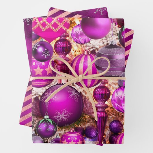 Elegante Fuchsia Weihnachtsfeiertage Geschenkpapier Set (Beispiel)