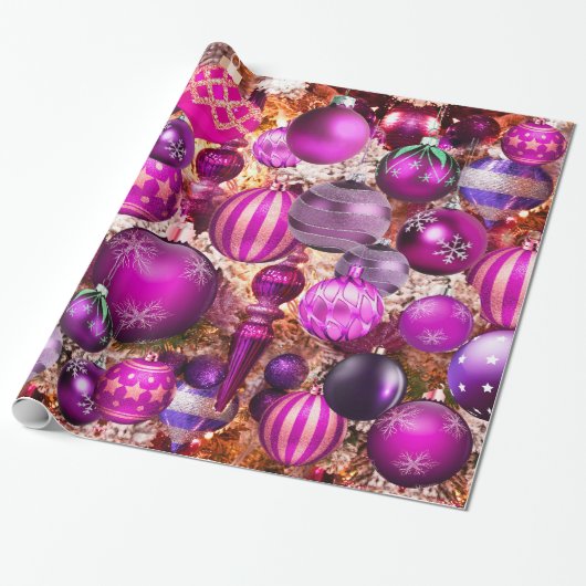 Elegante Fuchsia Weihnachtsfeiertage Wrapp Geschenkpapier (Ungerollt)