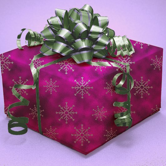 Elegante Fuchsia Weihnachtsschneeflocken Geschenkpapier
