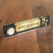 Elegante Führungskraft Manager Gold Rose Blume Namensplakette (Seite)