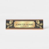 Elegante Führungskraft Manager Gold Rose Blume Schreibtischnamensplakette (Vorderseite )