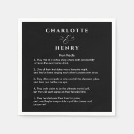 Elegante Fun Facts Black & White Wedding Serviette