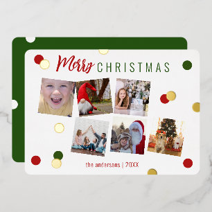 Elegante Fun Merry Christmas Custom Foto Folien Feiertagskarte