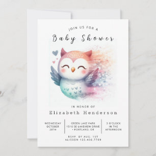 Elegante Fun Owl Babydusche Einladung