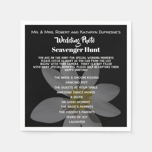 Elegante & Fun Wedding Foto Scavenger Hunt Serviette (Vorderseite)