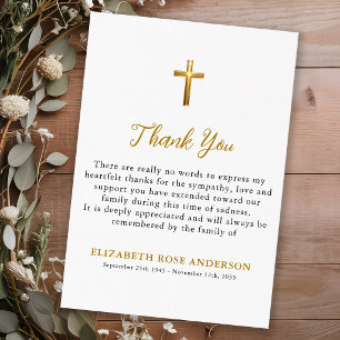 Elegante Funeral religiöse Goldkreuz Beileidskarte Dankeskarte