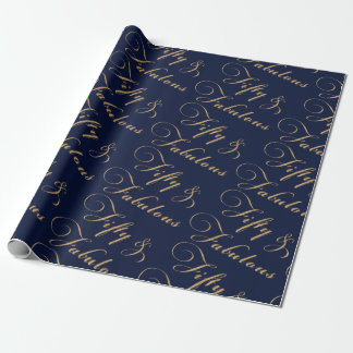 Elegante fünfzig und fabelhafte Goldmarine Geschenkpapier