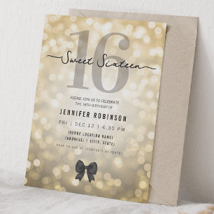 Elegante Funkellichter Sweet Sixteen Gold Einladung