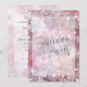 Elegante Funkelnd Deep Rose Bokeh Weihnachten Part Einladung