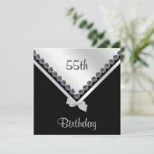 Elegante Funkelnd Diamanten & Silberbogen 55. Einladung (Stehend Vorderseite)