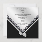 Elegante Funkelnd Diamanten & Silberbogen 55. Einladung (Rückseite)