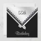Elegante Funkelnd Diamanten & Silberbogen 55. Einladung (Vorderseite)