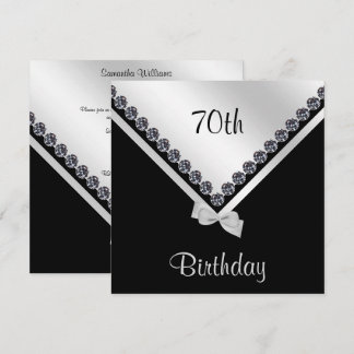 Elegante Funkelnd Diamanten & Silberbogen 70. Einladung