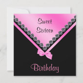 Elegante Funkelnd Diamanten und rosa Bow Sweet 16 Einladung (Vorderseite)
