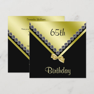Elegante Funkelnd Diamonds & Gold Bow 65. Geburtst Einladung