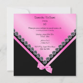 Elegante Funkelnd Diamonds & Pink Bow 60. Geburtst Einladung (Rückseite)