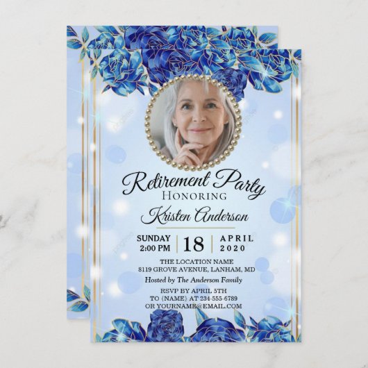 Elegante Funkelnd Gold-Rentirement-Party Einladung (Vorne/Hinten)