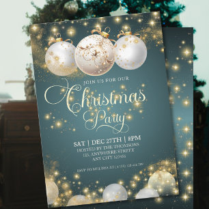 Elegante funkelnde goldene Weihnachtsball-Party Einladung