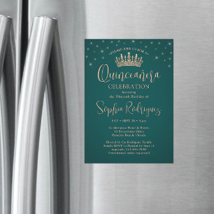 Elegante funkelnde Rose-Gold-Quinceañera-Krone in  Magneteinladung