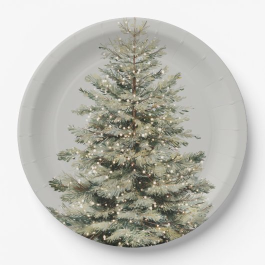 Elegante funkelnde Weihnachtsbaum-Papierteller Pappteller (Vorderseite)