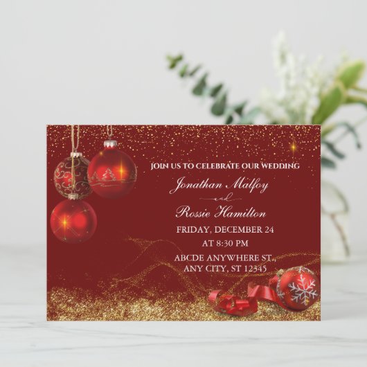 Elegante funkelnde Weihnachtsfeier Einladung (Stehend Vorderseite)