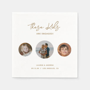 Elegante Funny Gold Kids Foto Engagement Party Serviette