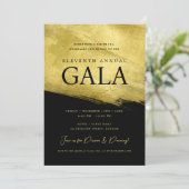 Elegante GALA Company Business Gold Schwarz Einladung (Stehend Vorderseite)