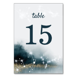 Elegante Galaxy Gold Stars Hochzeit Tischnummer