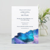 Elegante Galaxy Silver Agate Einladung Hochzeit (Stehend Vorderseite)