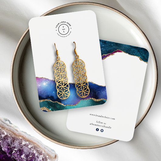 Elegante Galaxy Stars Gold Edge Logo Schmuckkarte