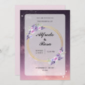 Elegante Galaxy-Themed Wedding Einladung (Vorne/Hinten)