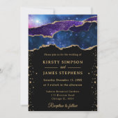 Elegante Galaxy und Gold Glitzer Agate Wedding Einladung (Vorderseite)