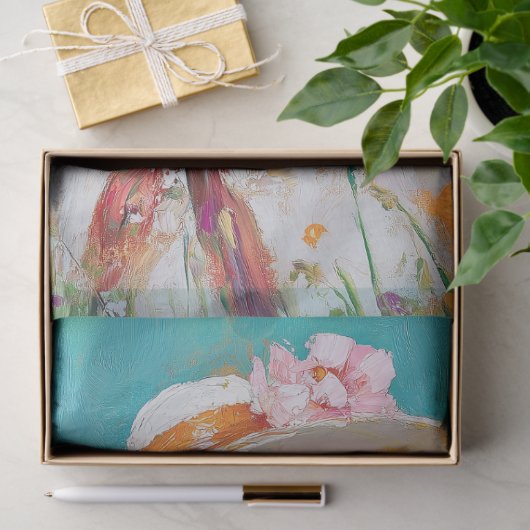 Elegante Gans in Blumenschmuck Seidenpapier (Geschenk)