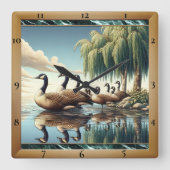 Elegante Gänse Nature Quadratische Wanduhr (Vorderseite)