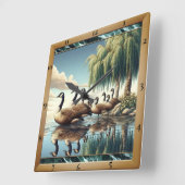 Elegante Gänse Nature Quadratische Wanduhr (Winkel)