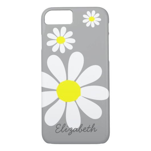 Elegante Gänseblümchen-Blumenillustrations-graues Case-Mate iPhone Hülle (Rückseite)